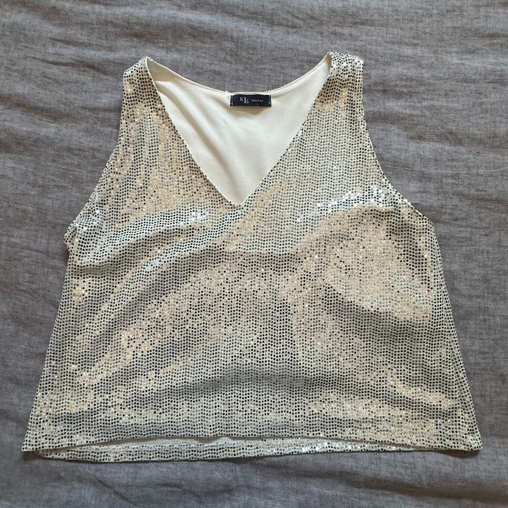 K Ld Metallic Tank/Crop Women's L